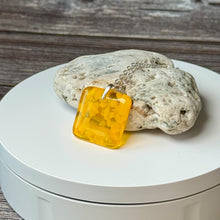 Yellow Square Necklace / Sunshine Fused Glass Jewellery