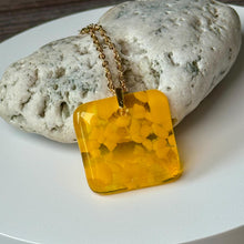 Yellow Square Necklace / Sunshine Fused Glass Jewellery