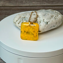 Yellow Square Necklace / Sunshine Fused Glass Jewellery