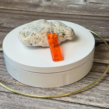 Orange Long Pendant Necklace / Summer Fused Glass Jewellery