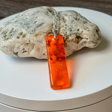 Orange Long Pendant Necklace / Summer Fused Glass Jewellery