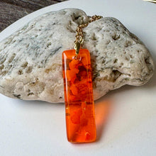 Orange Long Pendant Necklace / Summer Fused Glass Jewellery