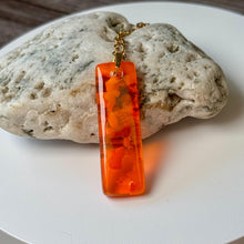 Orange Long Pendant Necklace / Summer Fused Glass Jewellery