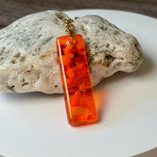 Orange Long Pendant Necklace / Summer Fused Glass Jewellery