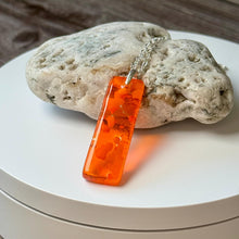 Orange Long Pendant Necklace / Summer Fused Glass Jewellery