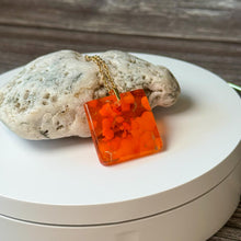 Orange Square Necklace / Sunshine Fused Glass Jewellery