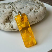 Yellow Long Pendant Necklace / Sunshine Fused Glass Jewellery