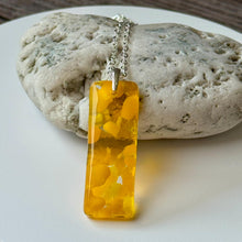 Yellow Long Pendant Necklace / Sunshine Fused Glass Jewellery