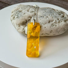 Yellow Long Pendant Necklace / Sunshine Fused Glass Jewellery