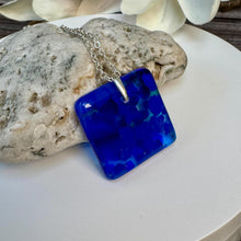 Blue Square Necklace / Sunshine Fused Glass Jewellery