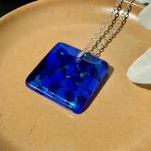 Blue Square Necklace / Sunshine Fused Glass Jewellery