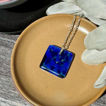 Blue Square Necklace / Sunshine Fused Glass Jewellery