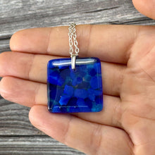 Blue Square Necklace / Sunshine Fused Glass Jewellery