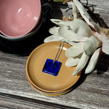 Blue Square Necklace / Sunshine Fused Glass Jewellery