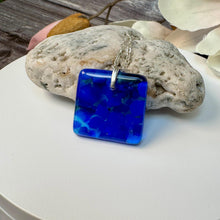 Blue Square Necklace / Sunshine Fused Glass Jewellery