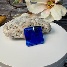 Blue Square Necklace / Sunshine Fused Glass Jewellery