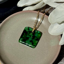 Green Square Necklace / Nature Fused Glass Jewellery