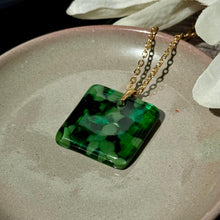 Green Square Necklace / Nature Fused Glass Jewellery