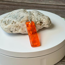 Orange Long Pendant Necklace / Summer Fused Glass Jewellery