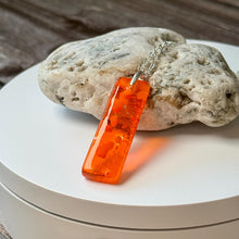 Orange Long Pendant Necklace / Summer Fused Glass Jewellery
