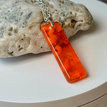 Orange Long Pendant Necklace / Summer Fused Glass Jewellery