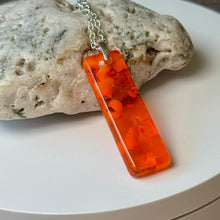 Orange Long Pendant Necklace / Summer Fused Glass Jewellery