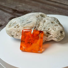 Orange Square Necklace / Sunshine Fused Glass Jewellery