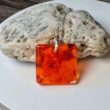 Orange Square Necklace / Sunshine Fused Glass Jewellery