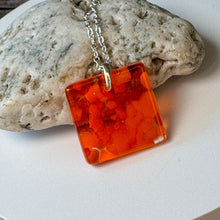 Orange Square Necklace / Sunshine Fused Glass Jewellery