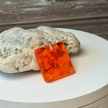 Orange Square Necklace / Sunshine Fused Glass Jewellery