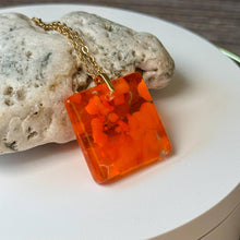 Orange Square Necklace / Sunshine Fused Glass Jewellery