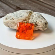 Orange Square Necklace / Sunshine Fused Glass Jewellery
