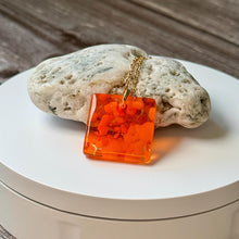 Orange Square Necklace / Sunshine Fused Glass Jewellery