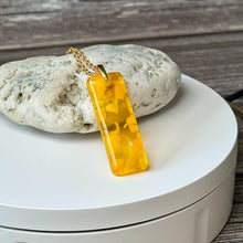Yellow Long Pendant Necklace / Sunshine Fused Glass Jewellery