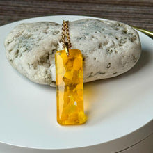 Yellow Long Pendant Necklace / Sunshine Fused Glass Jewellery
