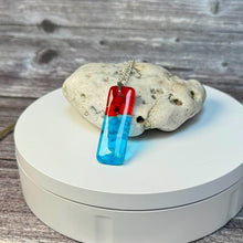 Red and Turquoise Long Pendant Necklace / Vibrant Fused Glass Jewellery