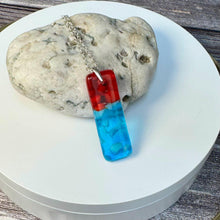 Red and Turquoise Long Pendant Necklace / Vibrant Fused Glass Jewellery