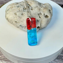 Red and Turquoise Long Pendant Necklace / Vibrant Fused Glass Jewellery