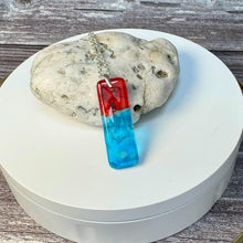 Red and Turquoise Long Pendant Necklace / Vibrant Fused Glass Jewellery