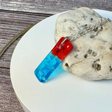 Red and Turquoise Long Pendant Necklace / Vibrant Fused Glass Jewellery