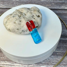 Red and Turquoise Long Pendant Necklace / Vibrant Fused Glass Jewellery