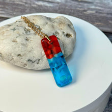 Red and Turquoise Long Pendant Necklace / Vibrant Fused Glass Jewellery