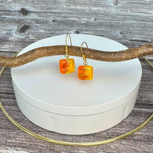 Bright and Warm Yellow and Orange Earrings: Sterling Silver Fused Glass Earrings