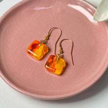 Bright and Warm Yellow and Orange Earrings: Sterling Silver Fused Glass Earrings