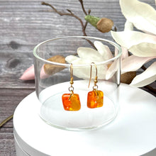 Bright and Warm Yellow and Orange Earrings: Sterling Silver Fused Glass Earrings