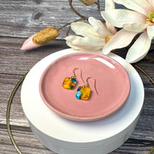 Fresh Yellow and Turquoise Earrings: Sterling Silver Fused Glass Earrings