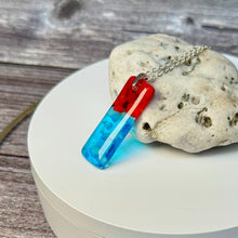 Red and Turquoise Long Pendant Necklace / Vibrant Fused Glass Jewellery