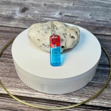 Red and Turquoise Long Pendant Necklace / Vibrant Fused Glass Jewellery