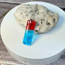 Red and Turquoise Long Pendant Necklace / Vibrant Fused Glass Jewellery
