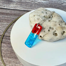Red and Turquoise Long Pendant Necklace / Vibrant Fused Glass Jewellery